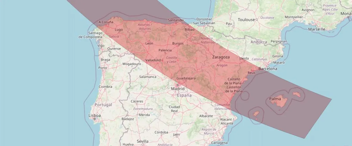 Mapa eclipse solar España 12 agosto 2026 trayectoria